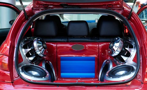 speakers and audio equipment in back of car