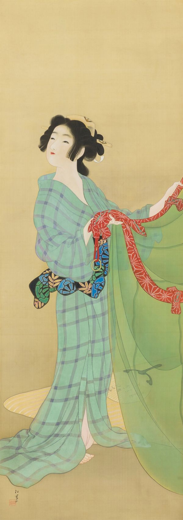 SHIN】上村松園 「雪女」 木版画 1922~25年頃作 近松門左衛門