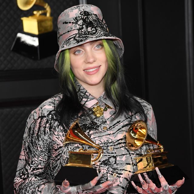 billie eilish, winner of record of the year for 'everything i wanted' and best song written for visual media for "no time to die", poses in the media room during the 63rd annual grammy awards at los angeles convention center on march 14, 2021 in los angeles, california