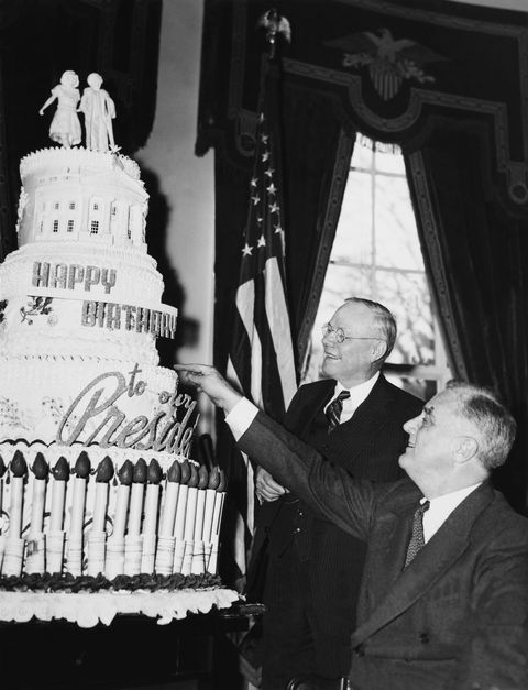 birthday cake for the american president roosevelt from the bakery and confectionery workers international union at washington in usa