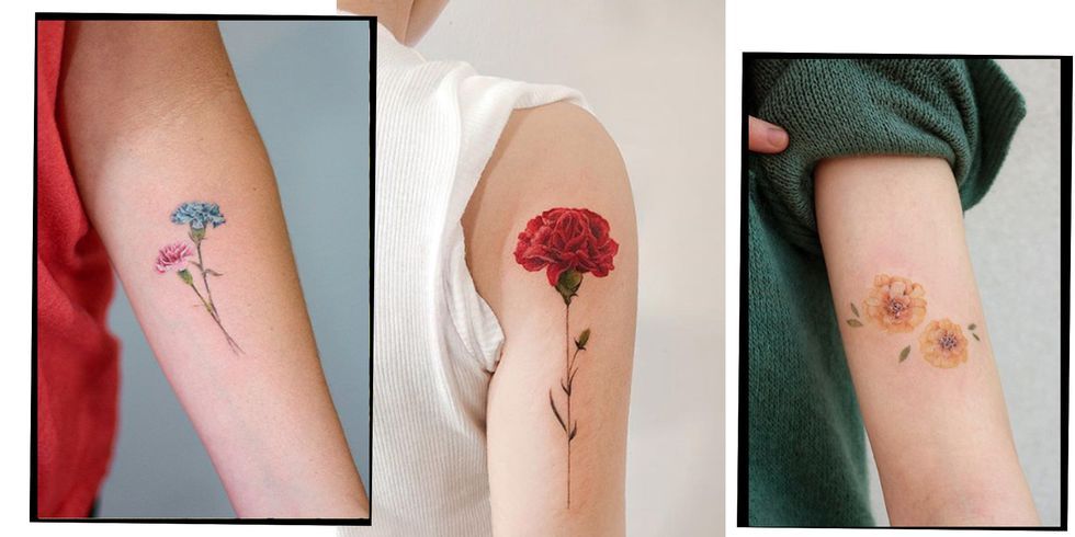 Birth Flower Minimalist Carnation Tattoo Simple.