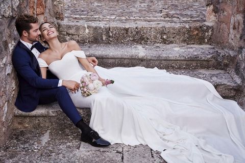 Wedding dress, Photograph, Bridal clothing, Dress, Bride, Gown, Beauty, Fashion, Sitting, Wedding, 