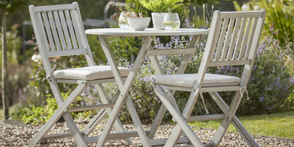 Garden Bistro Set, Wooden Folding Table And Chairs For Garden