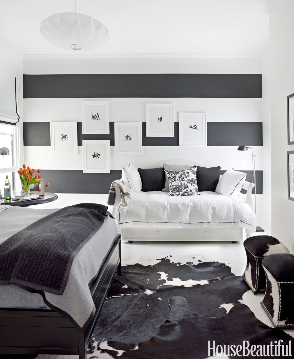 black and white bedroom