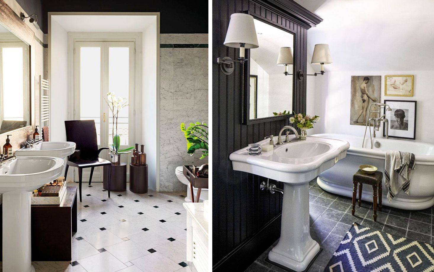 40+ Black & White Bathroom Design and Tile Ideas