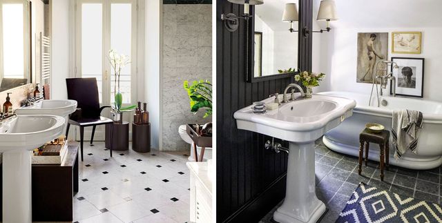 Black White Bathroom Design And Tile, Mirrored Wall Tiles Bathroom Ideas