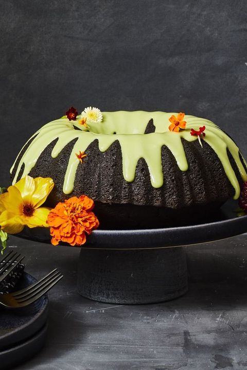 black chocolate cake with green icicing