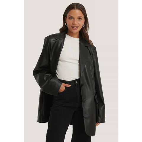 black friday 2020 mode deals maxi oversized pu blazer
na kd trend, zwart