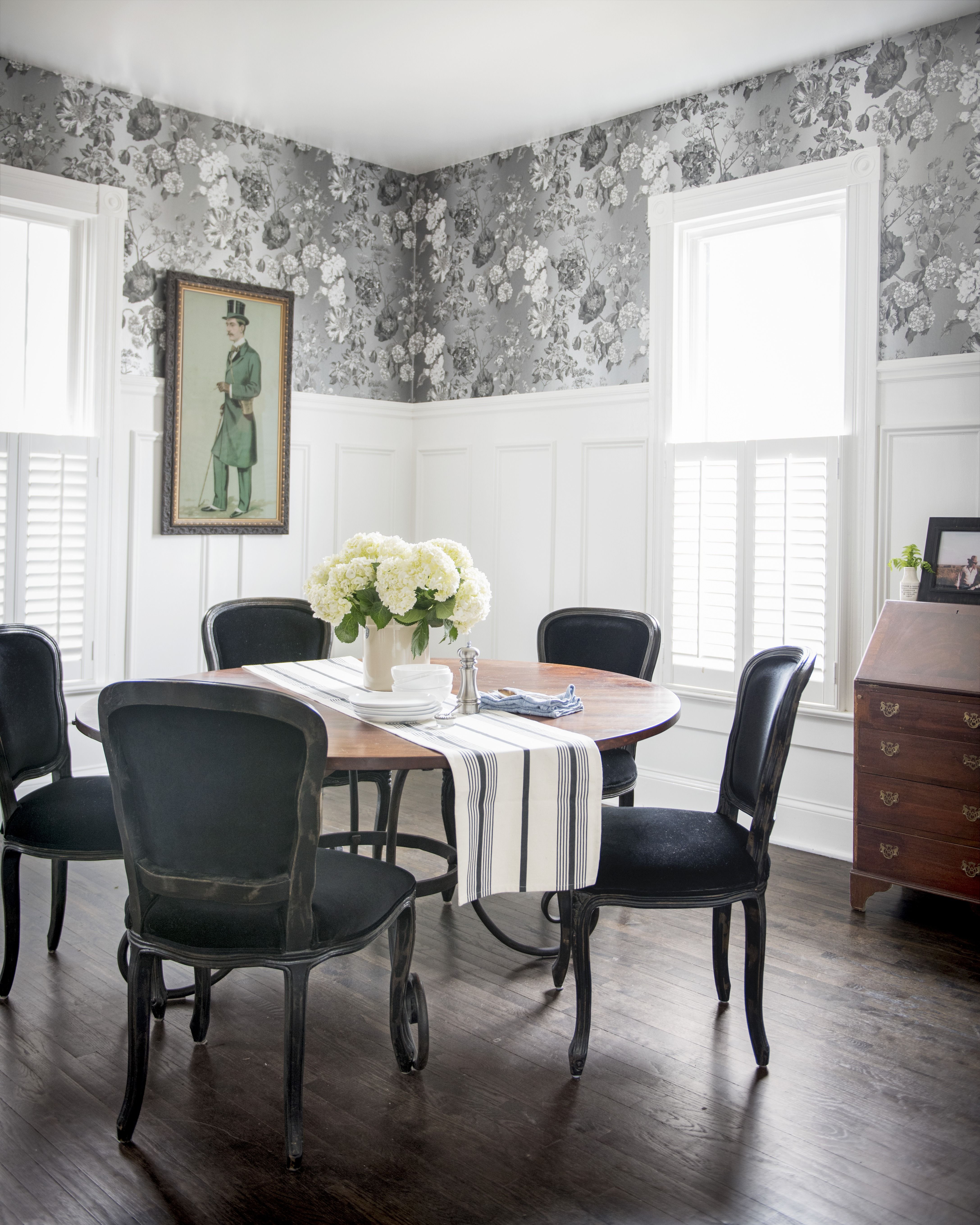 black white chairs living room