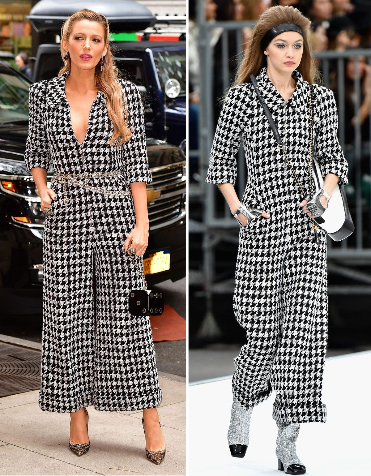 Blake Lively and Gigi Hadid, two women dressed the same