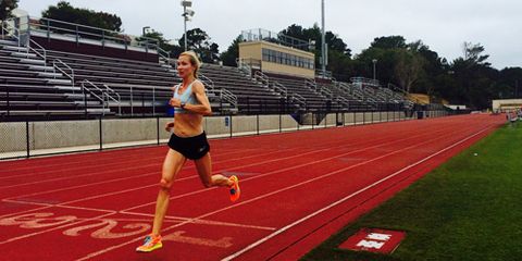 Blake Russell doing workout on the track
