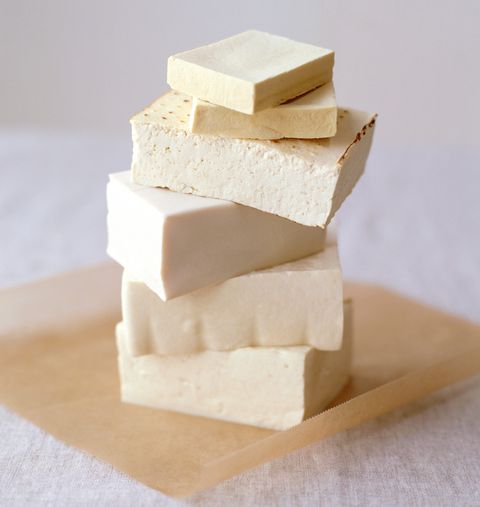blocks of tofu arranged in stack