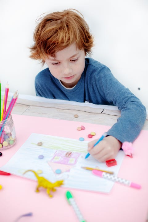 blonde boy painting