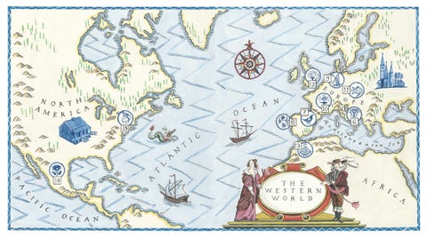 blue and white ceramics western world map illustration a handprinted illustrated map of the western world