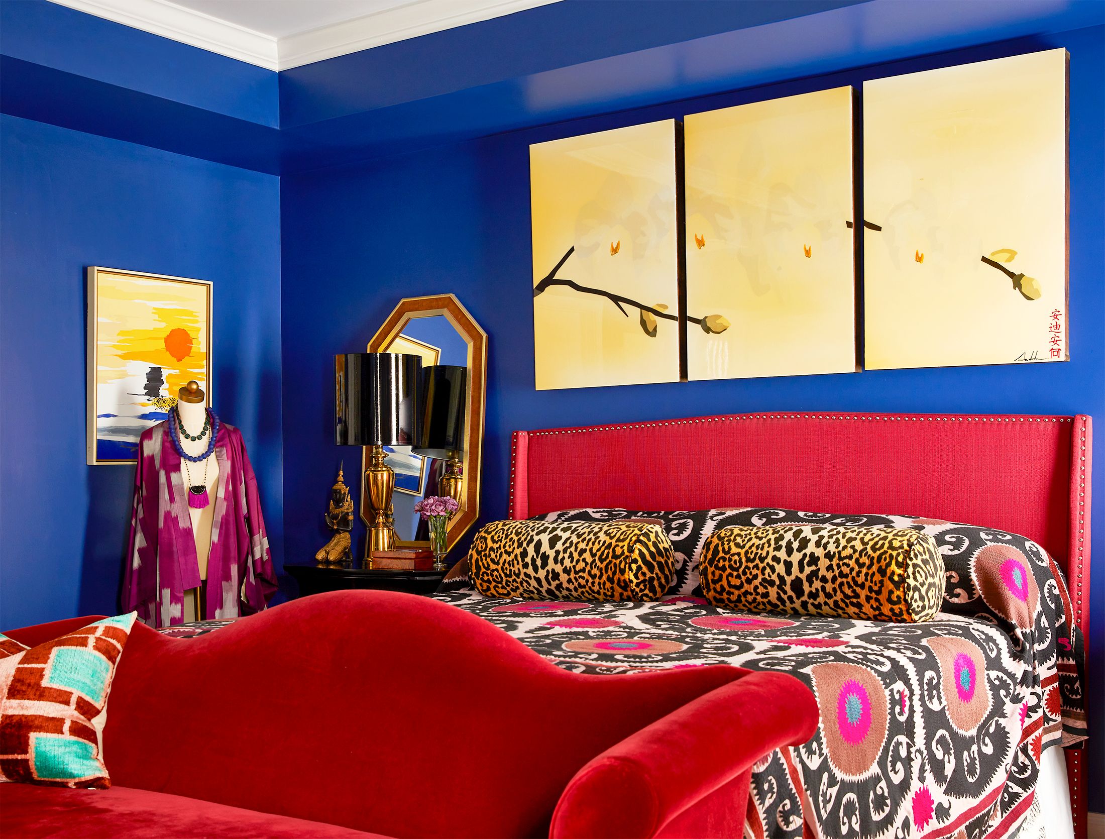 light blue and red bedroom ideas