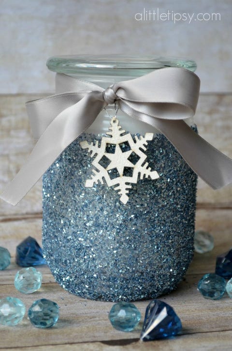 blue christmas decor ideas glitter candle