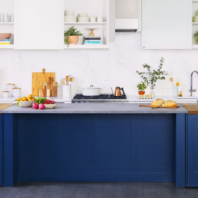 20 Blue Kitchen Cabinet Ideas Light, Kitchen Cabinets Painted Blue And White