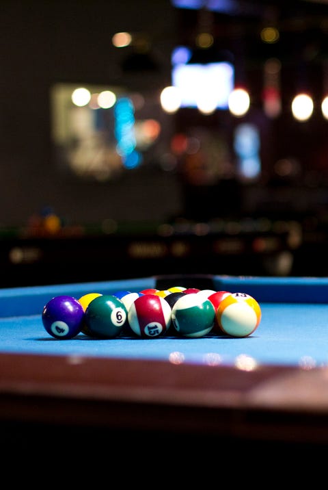 Blue Pool table with balls Blue Pool table with balls