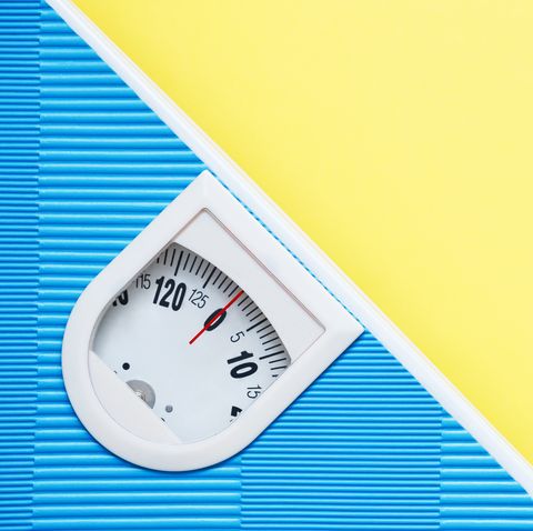 blue weight scale on yellow background