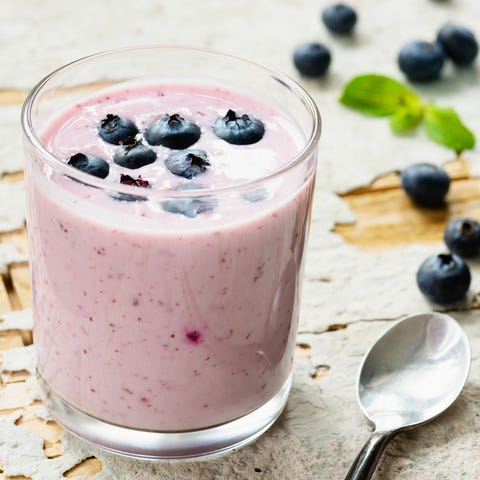 Blueberry smoothie in glass