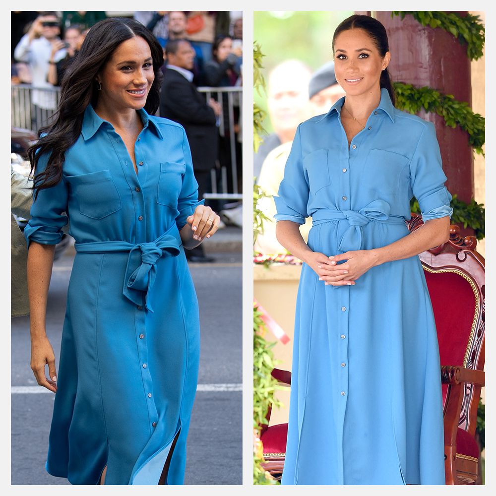 meghan markle blue shirt dress