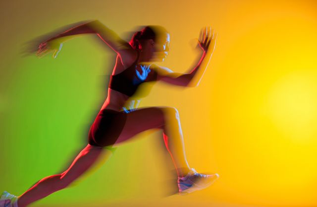 blurred view of athlete running