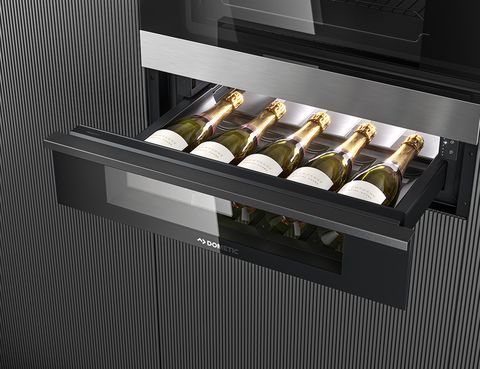 draw bar wine drawer with champagne bottles