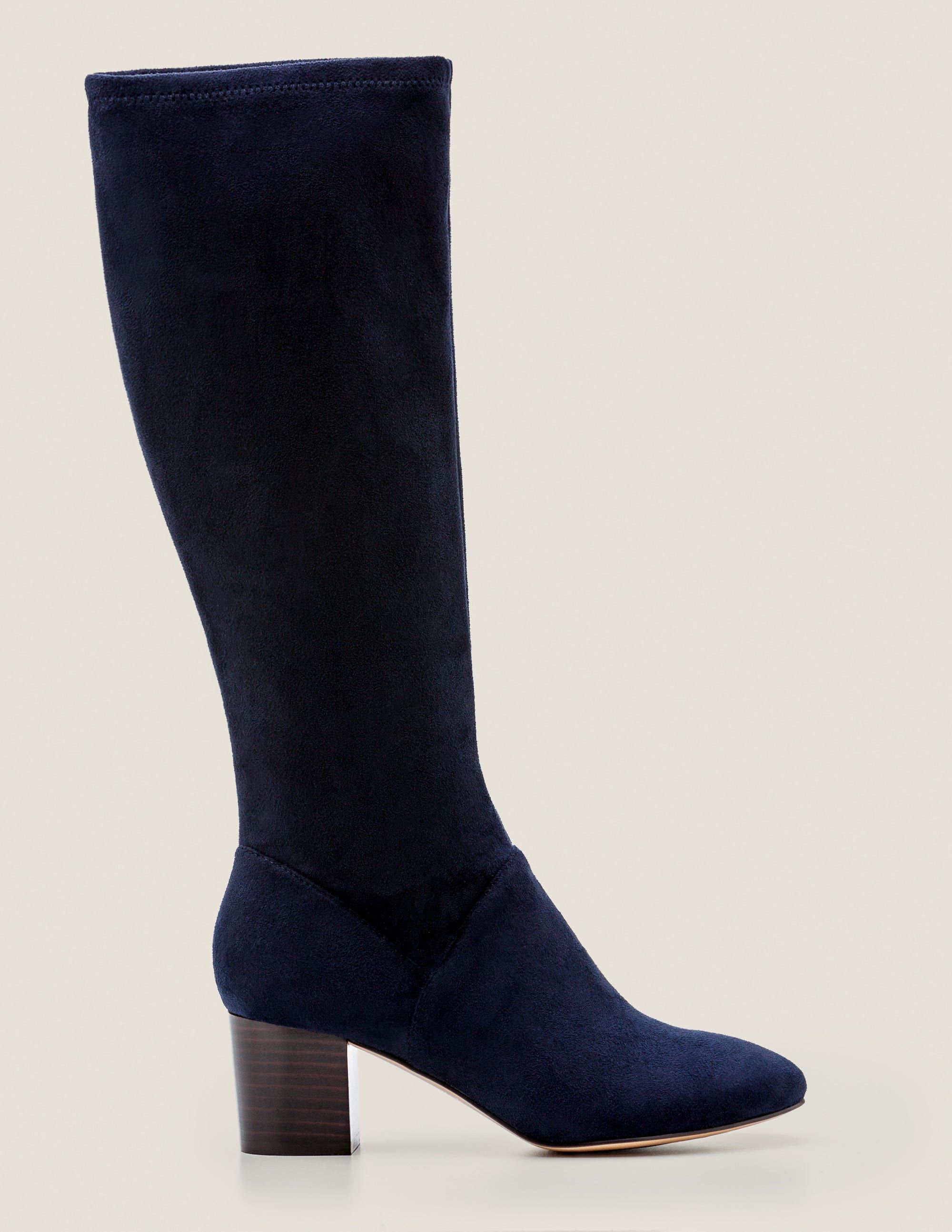 knee length navy boots