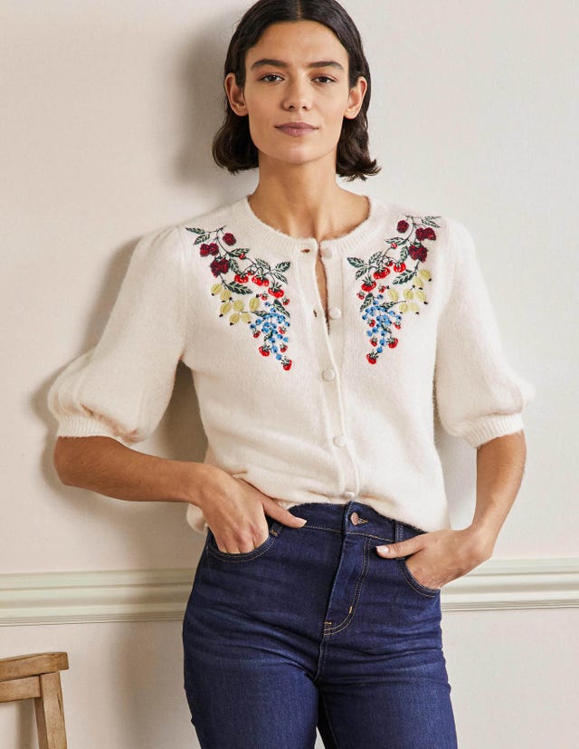 Boden embroidered knitwear: Boden showcases spring knitwear