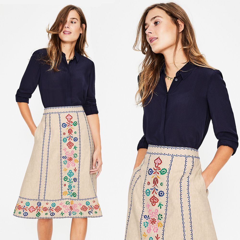 eyre embroidered skirt boden