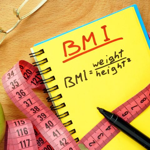 bmi body mass index formula   in a notepad