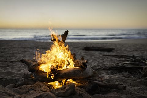 bonfire burning on beach