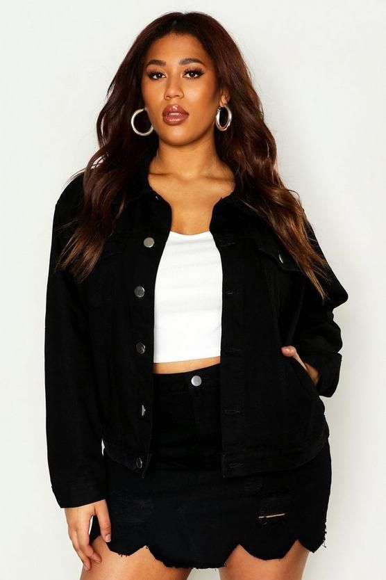 womens black trucker jacket