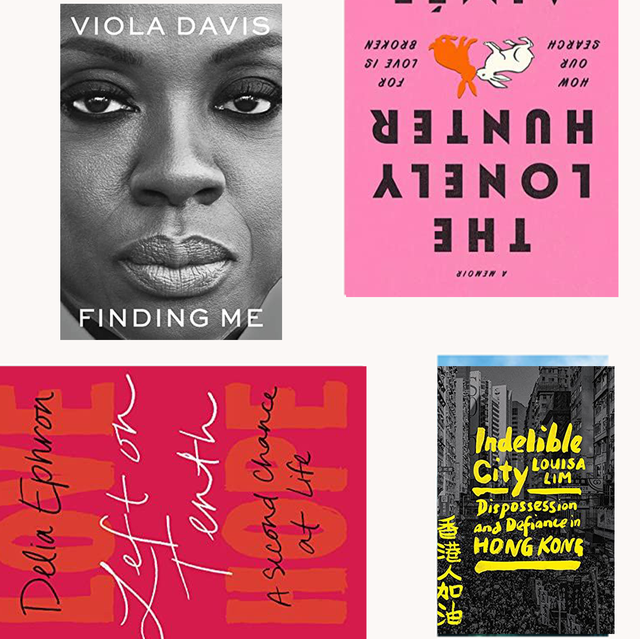book covers of finding me by viola davis, the lonely hunter by aimee lutkin, left on tenth by delia ephron, and invisible city by louisa lim