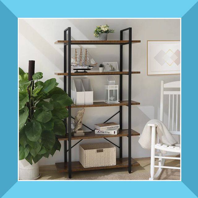 steel bookcase and ladder leaning bookcase
