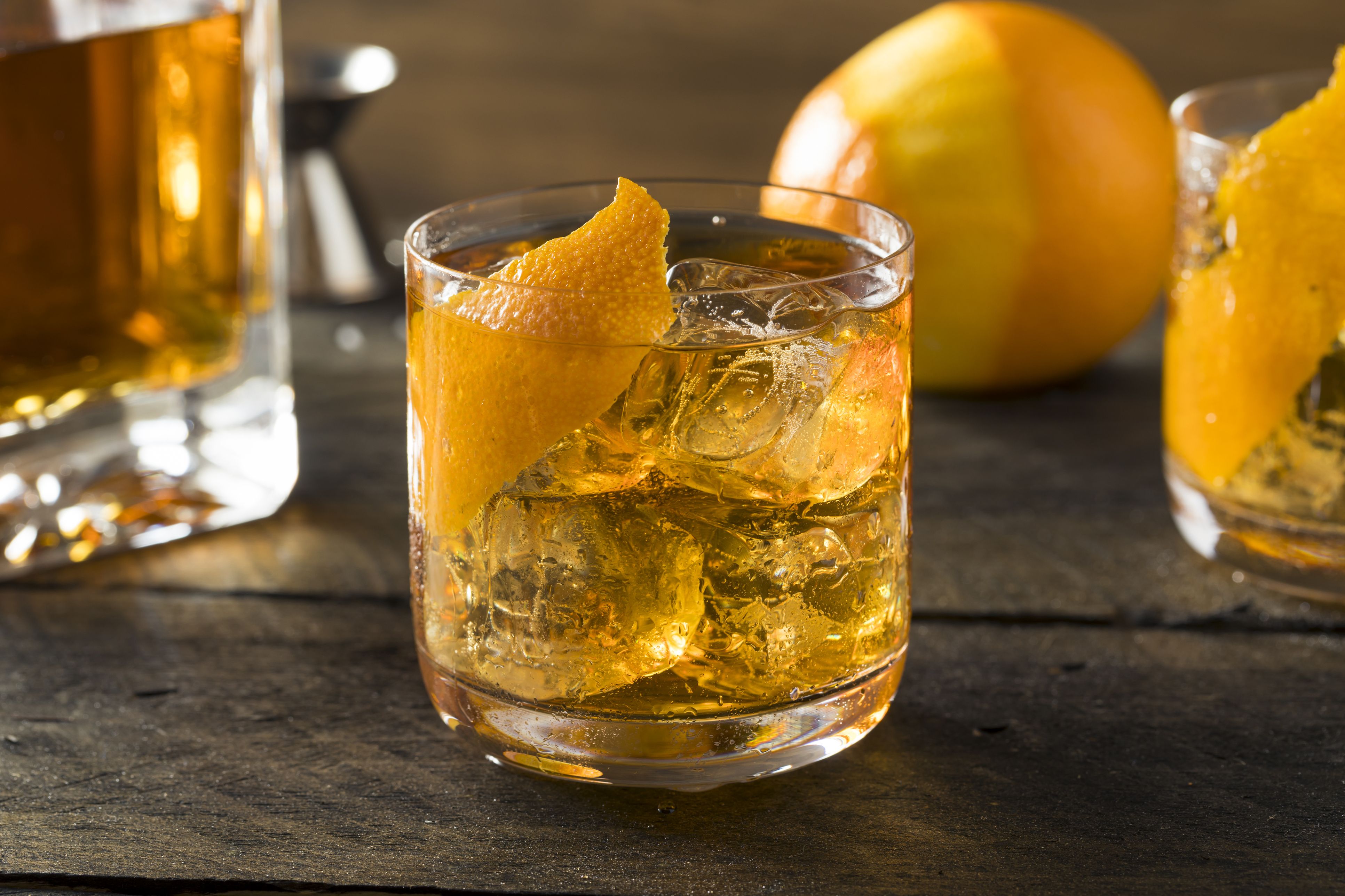 Boozy Homemade Old Fashioned Bourbon On The Rocks Royalty Free Image 661986692 1536869170 