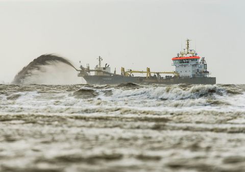 dutch coastline reinforced in preparation of expected 2 meter rise of seawater level