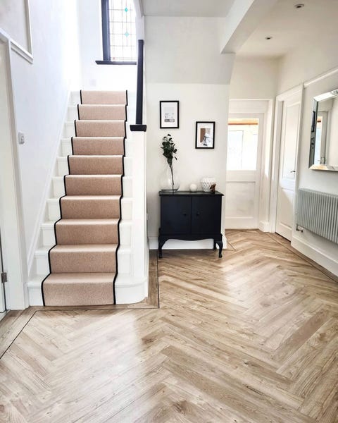 stylish beige stair carpet