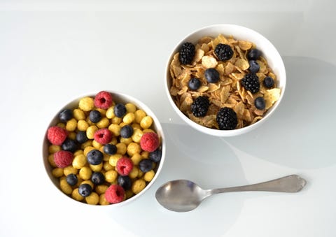 Bowl of cereals with berries