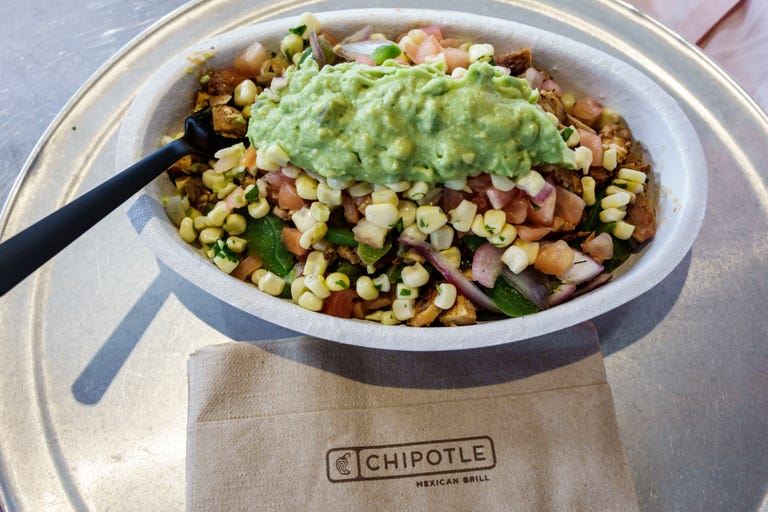 A bowl of food from Chipotle in Miami.