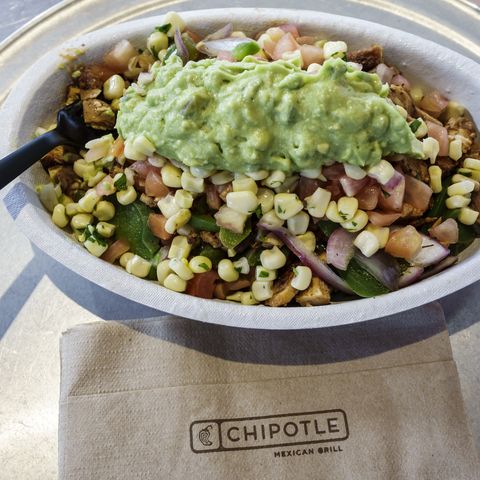 A bowl of food from Chipotle in Miami.