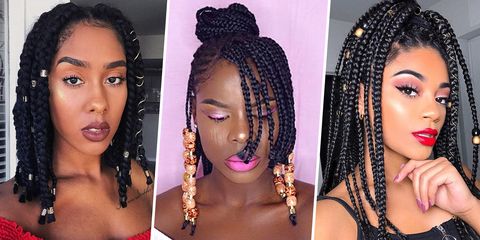 short braids hairstyles 2018 with beads