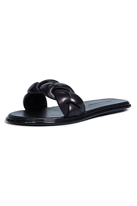 black braided slide sandals