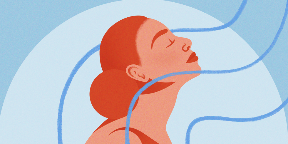 Illustrated woman breathing