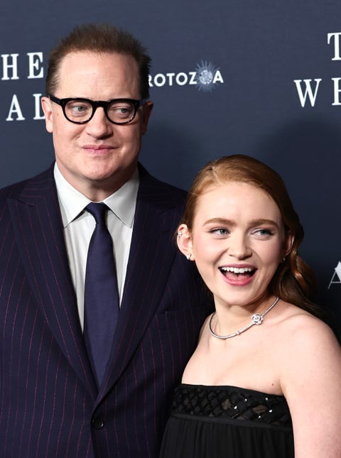 actor brendan fraser and actress sadie sink starring in the movie the whale