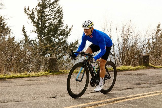 spring 2019 portland blue long sleeve jersey cyclist uphill