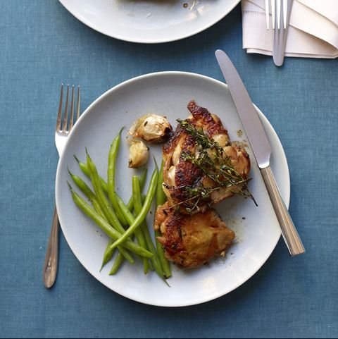 brick chicken with garlic and thyme