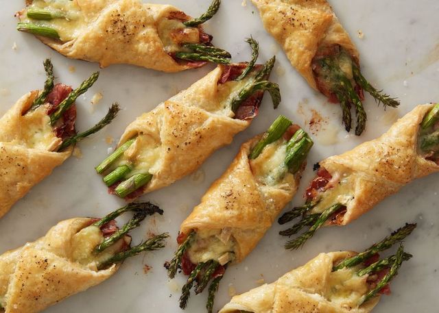 brie, asparagus,  and prosciutto wrapped in puff pastry