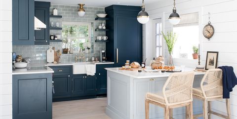 15 Blue Kitchen Design Ideas, Blue Kitchen Cabinets What Colour Walls