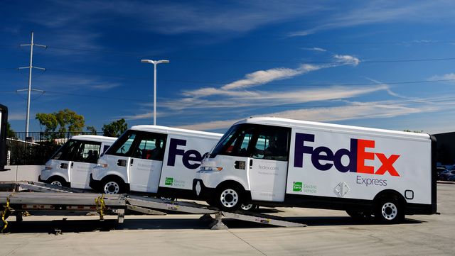 brightdrop delivers the first five of 500 electric light commercial vehicles to fedex, the first customer to the receive the ev600s, which are the fastest built vehicles, from concept to market, in general motors history photo courtesy of fedex